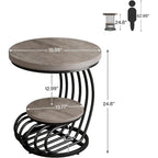 Gold Round End Table, 2 Tiers Side Table with White Faux Marble Top