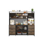 Large Kitchen Hutch Cabinet,Pantry with Metal Doors&6 Drawers&Shelves - 70.9W