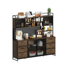 Large Kitchen Hutch Cabinet,Pantry with Metal Doors&6 Drawers&Shelves - 70.9W