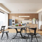 Round Dining Table for 4-6 People, Wood Kitchen Table for Dining Room