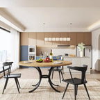 Round Dining Table for 4-6 People, Wood Kitchen Table for Dining Room