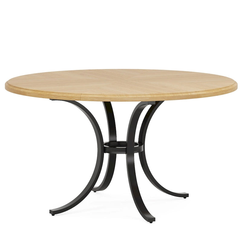 Round Dining Table for 4-6 People, Wood Kitchen Table for Dining Room
