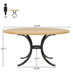 Round Dining Table for 4-6 People, Wood Kitchen Table for Dining Room
