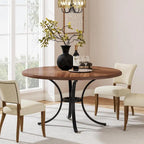 Round Dining Table for 4-6 People, Wood Kitchen Table for Dining Room