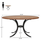 Round Dining Table for 4-6 People, Wood Kitchen Table for Dining Room