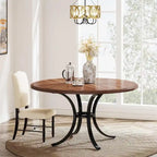 Round Dining Table for 4-6 People, Wood Kitchen Table for Dining Room