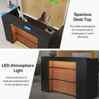 Grand Bureau de Réception avec Lumières LED pour Salon, Salle d'Attente, Magasin, Bureau, Hall d'Entrée, Boutique, Clinique