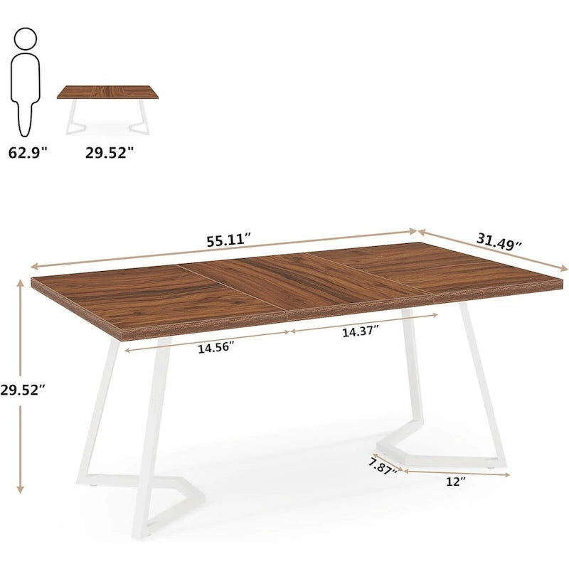 Computer Desk 55 Inches Office Table with Metal Legs for Home Office