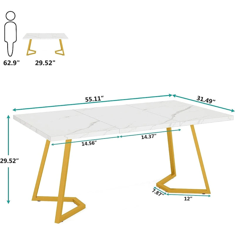 Computer Desk 55 Inches Office Table with Metal Legs for Home Office
