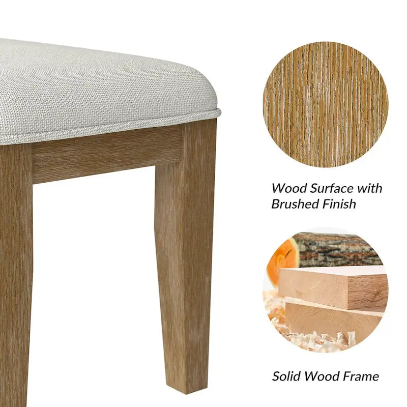 Banc de salle à manger en bois massif au design rustique Sandra par HULALA HOME