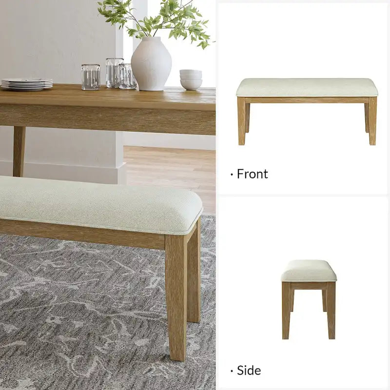 Banc de salle à manger en bois massif au design rustique Sandra par HULALA HOME