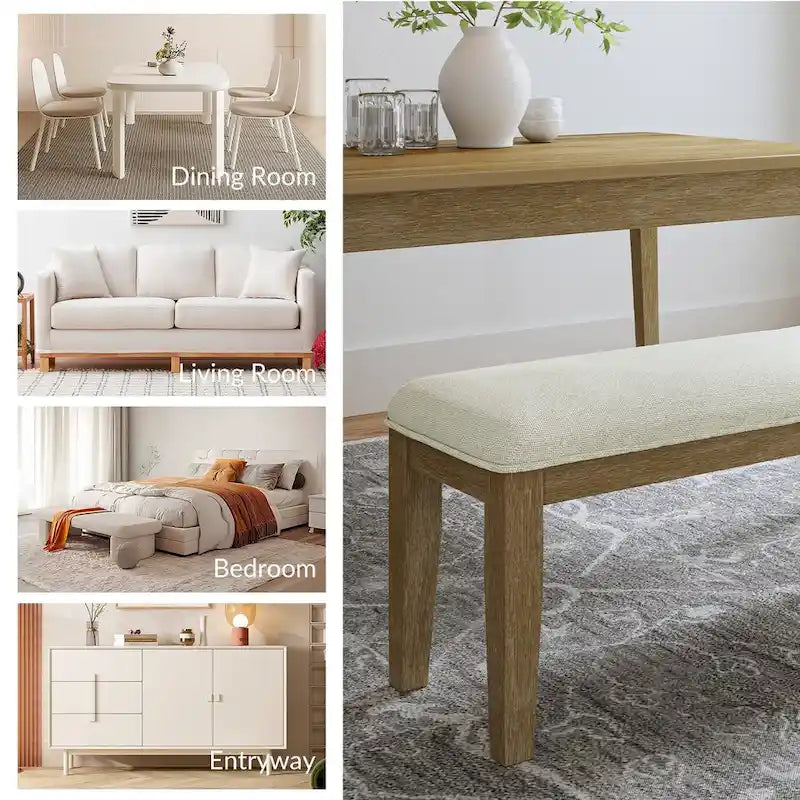 Banc de salle à manger en bois massif au design rustique Sandra par HULALA HOME