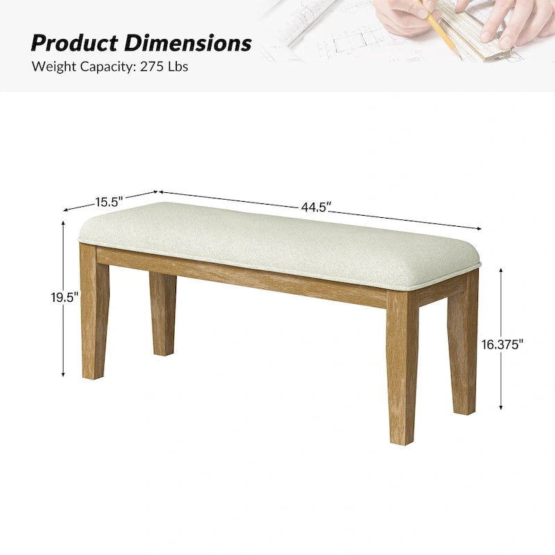 Banc de salle à manger en bois massif au design rustique Sandra par HULALA HOME