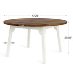 Round Dining Table for 4-6 People, 47-Inch Farmhouse Kitchen Table