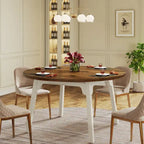 Round Dining Table for 4-6 People, 47-Inch Farmhouse Kitchen Table