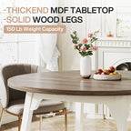 Round Dining Table for 4-6 People, 47-Inch Farmhouse Kitchen Table
