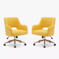 WestinTrends Genevieve Mid-Century Modern Swivel Office Chair With Wheels (Set Of 2), Mustard