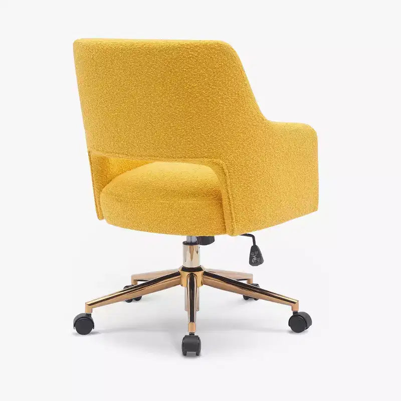 WestinTrends Genevieve Mid-Century Modern Swivel Office Chair With Wheels (Set Of 2), Mustard