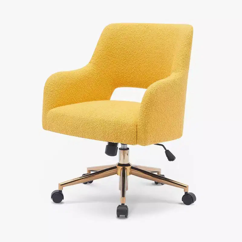 WestinTrends Genevieve Mid-Century Modern Swivel Office Chair With Wheels (Set Of 2), Mustard
