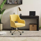 WestinTrends Genevieve Mid-Century Modern Swivel Office Chair With Wheels (Set Of 2), Mustard