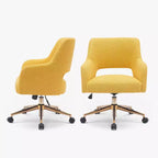 WestinTrends Genevieve Mid-Century Modern Swivel Office Chair With Wheels (Set Of 2), Mustard