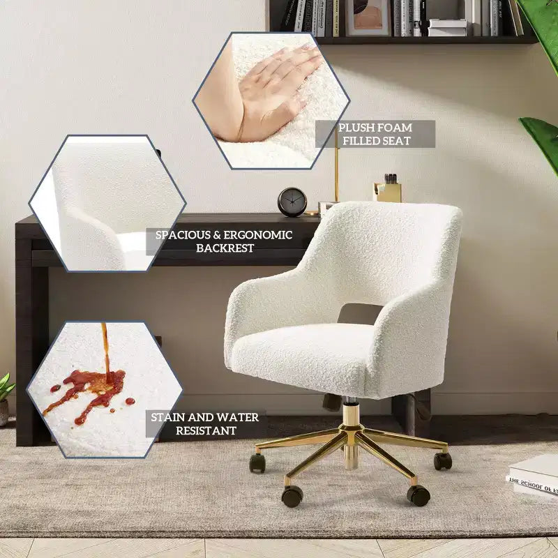 WestinTrends Genevieve Mid-Century Modern Swivel Office Chair With Wheels (Set Of 2), Mustard