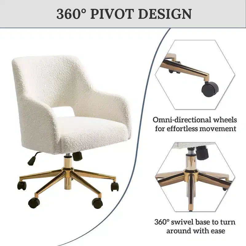 WestinTrends Genevieve Mid-Century Modern Swivel Office Chair With Wheels (Set Of 2), Mustard