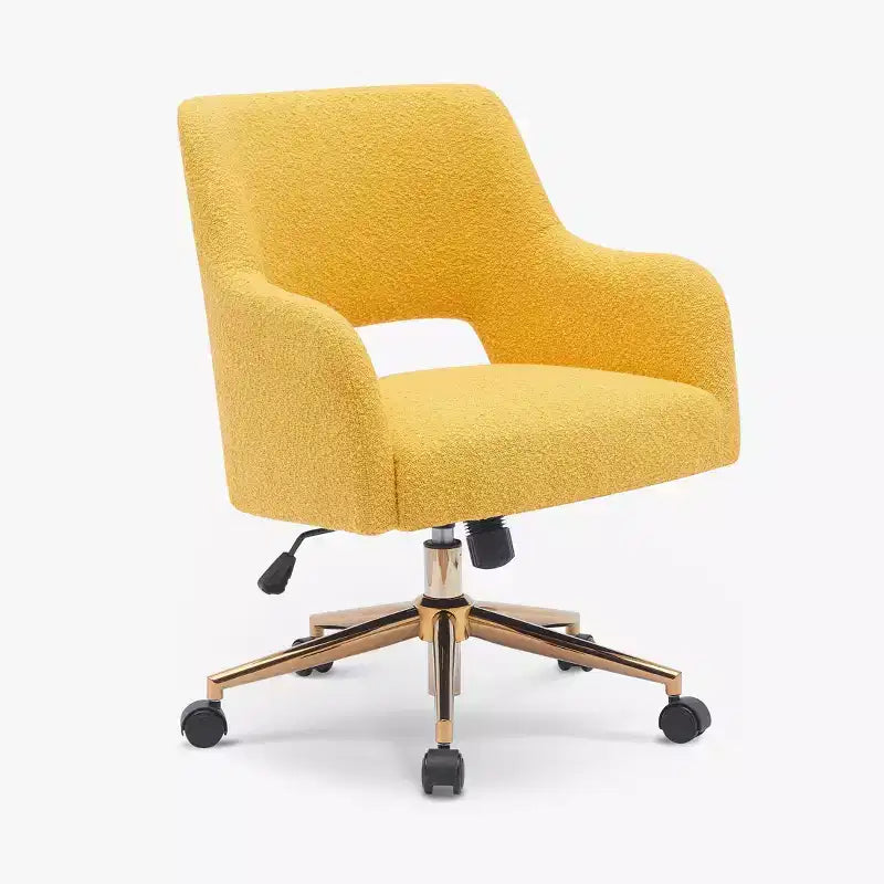 WestinTrends Genevieve Mid-Century Modern Swivel Office Chair With Wheels (Set Of 2), Mustard