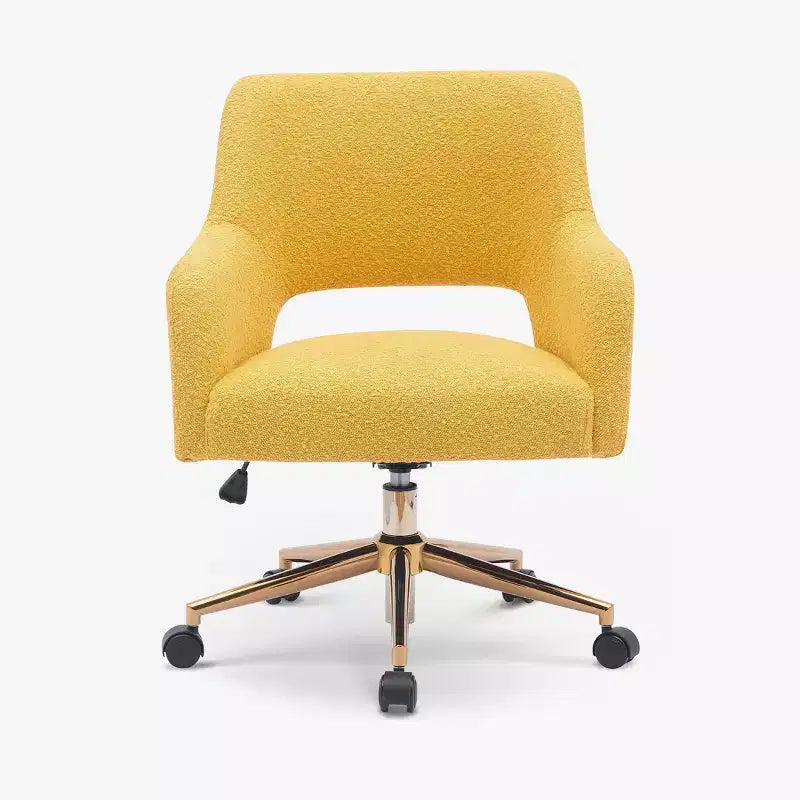 WestinTrends Genevieve Mid-Century Modern Swivel Office Chair With Wheels (Set Of 2), Mustard