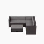 WestinTrends 6 Seater Outdoor Patio Modern Sectional Set with Storage Ottoman, Brown/Gray