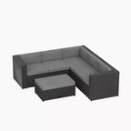 WestinTrends 6 Seater Outdoor Patio Modern Sectional Set with Storage Ottoman, Coffee/Gray