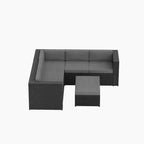 WestinTrends 6 Seater Outdoor Patio Modern Sectional Set with Storage Ottoman, Coffee/Gray