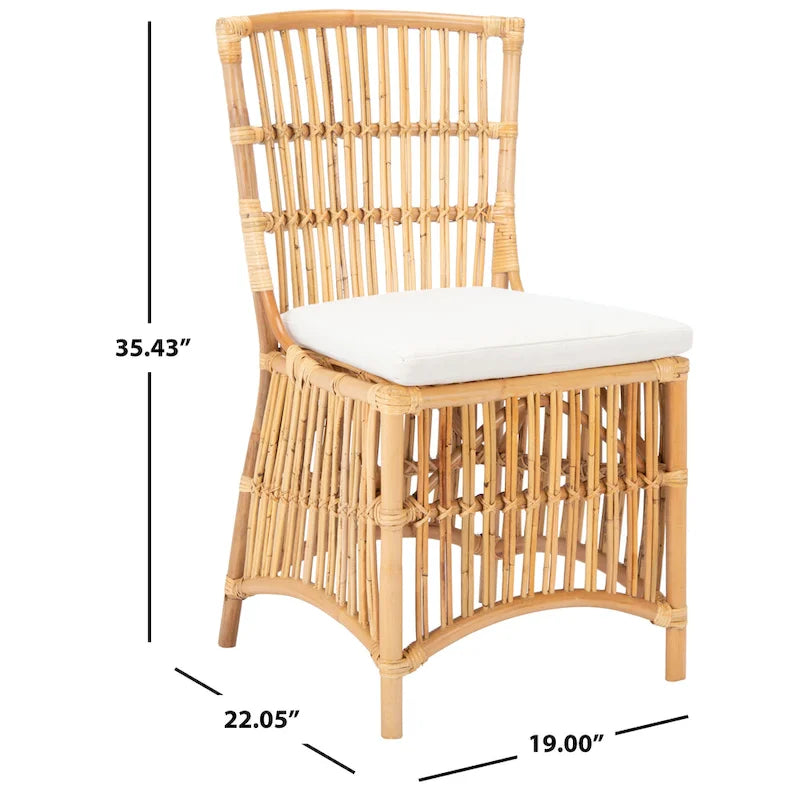 SAFAVIEH Patty, fauteuil d'appoint en rotin avec coussin (lot de 2) - 19,7 L x 22,1 P x 35,4 H - 20Wx22Dx35H