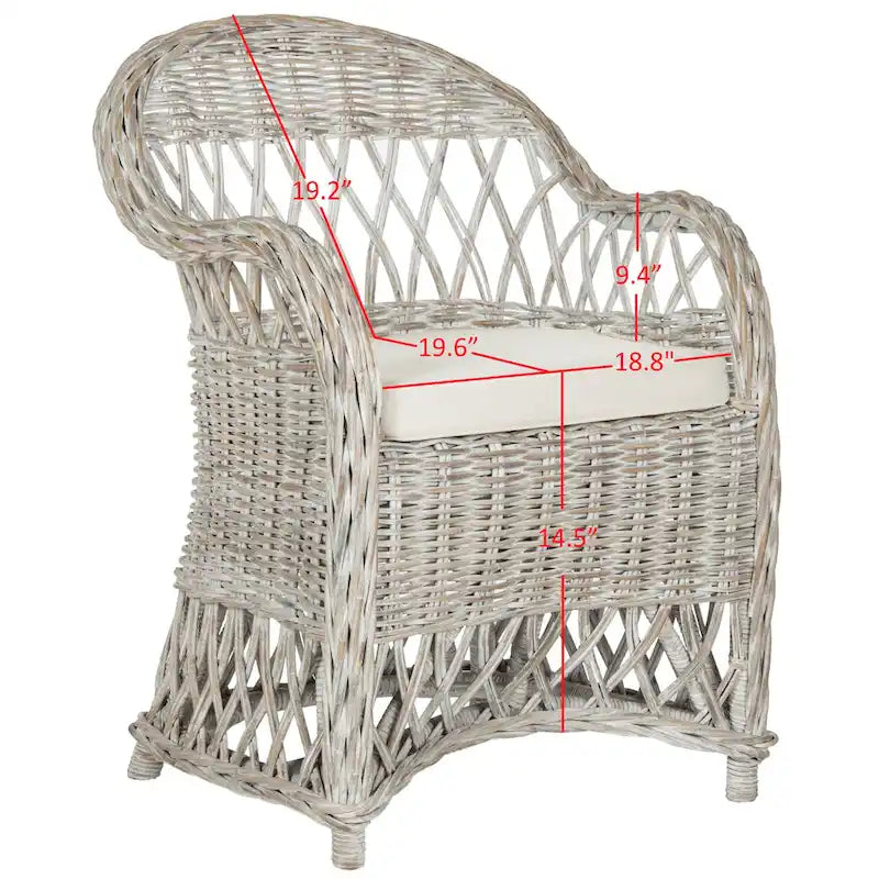 Fauteuil club en rotin naturel Spyrini SAFAVIEH - 25,5 x 26,5 x 35,5 - 26Lx27Px36H