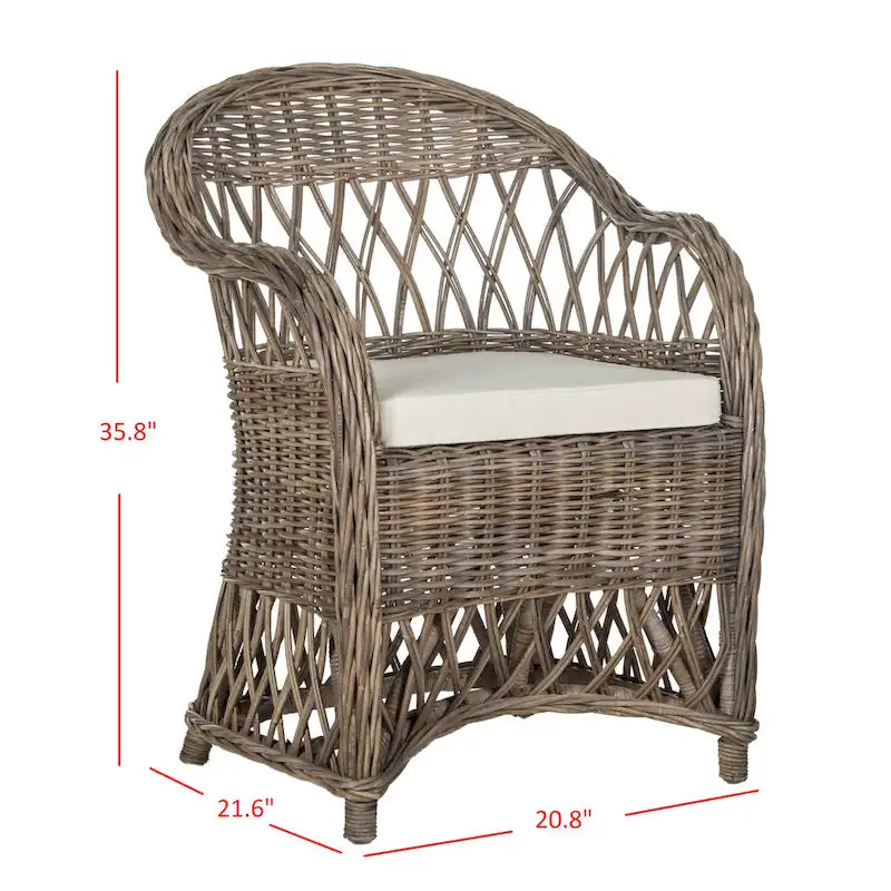 Fauteuil club en rotin naturel Spyrini SAFAVIEH - 25,5 x 26,5 x 35,5 - 26Lx27Px36H