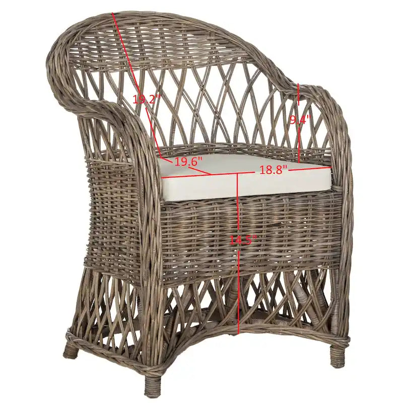 Fauteuil club en rotin naturel Spyrini SAFAVIEH - 25,5 x 26,5 x 35,5 - 26Lx27Px36H