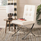 SAFAVIEH Merrilee Glam Black Chrome Tufted Side Chair - 19Wx23Dx35H