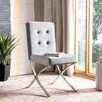 SAFAVIEH Merrilee Glam Black Chrome Tufted Side Chair - 19Wx23Dx35H