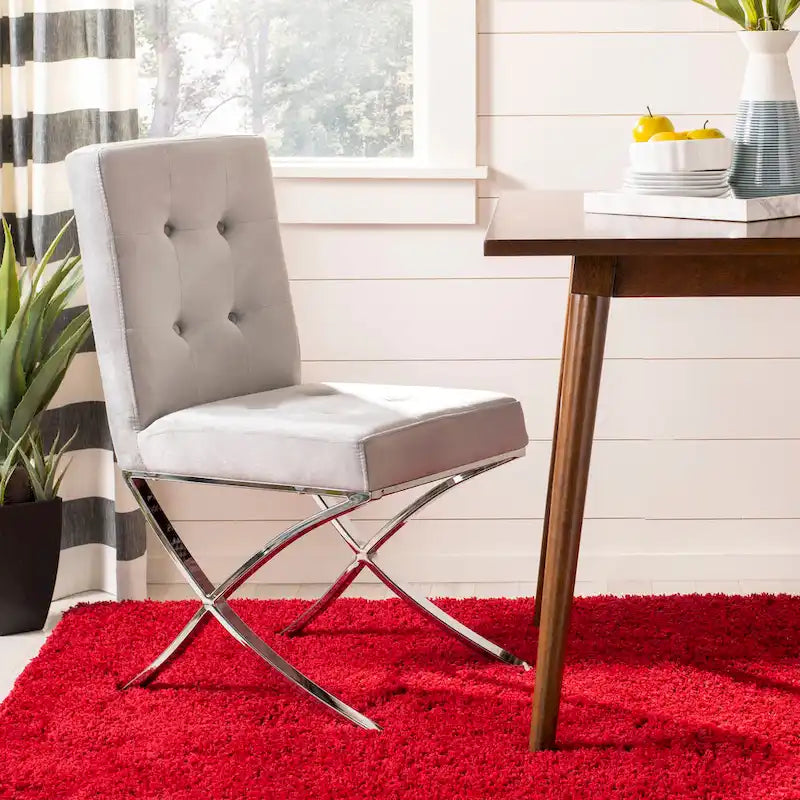 SAFAVIEH Merrilee Glam Black Chrome Tufted Side Chair - 19Wx23Dx35H