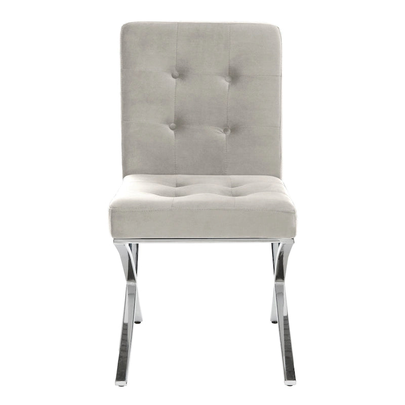 SAFAVIEH Merrilee Glam Black Chrome Tufted Side Chair - 19Wx23Dx35H