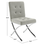 SAFAVIEH Merrilee Glam Black Chrome Tufted Side Chair - 19Wx23Dx35H