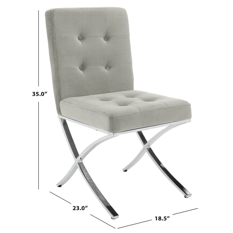 SAFAVIEH Merrilee Glam Black Chrome Tufted Side Chair - 19Wx23Dx35H