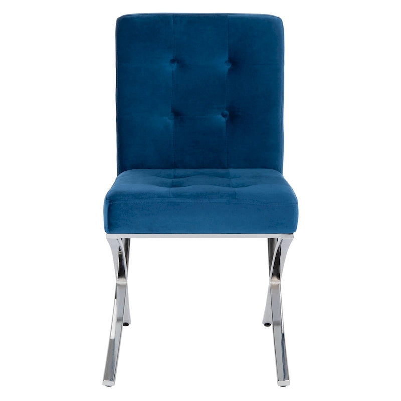SAFAVIEH Merrilee Glam Black Chrome Tufted Side Chair - 19Wx23Dx35H