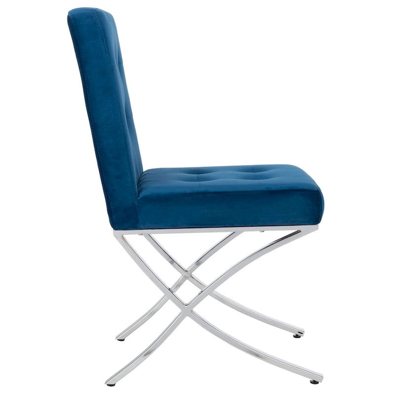 SAFAVIEH Merrilee Glam Black Chrome Tufted Side Chair - 19Wx23Dx35H