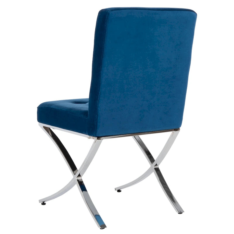 SAFAVIEH Merrilee Glam Black Chrome Tufted Side Chair - 19Wx23Dx35H