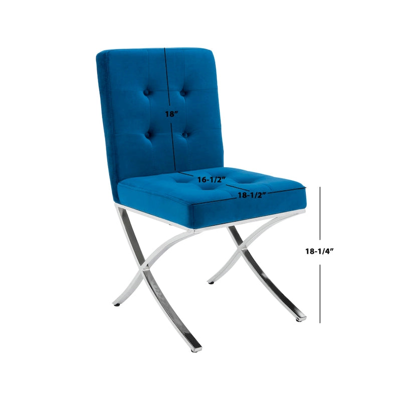 SAFAVIEH Merrilee Glam Black Chrome Tufted Side Chair - 19Wx23Dx35H