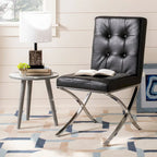 SAFAVIEH Merrilee Glam Black Chrome Tufted Side Chair - 19Wx23Dx35H