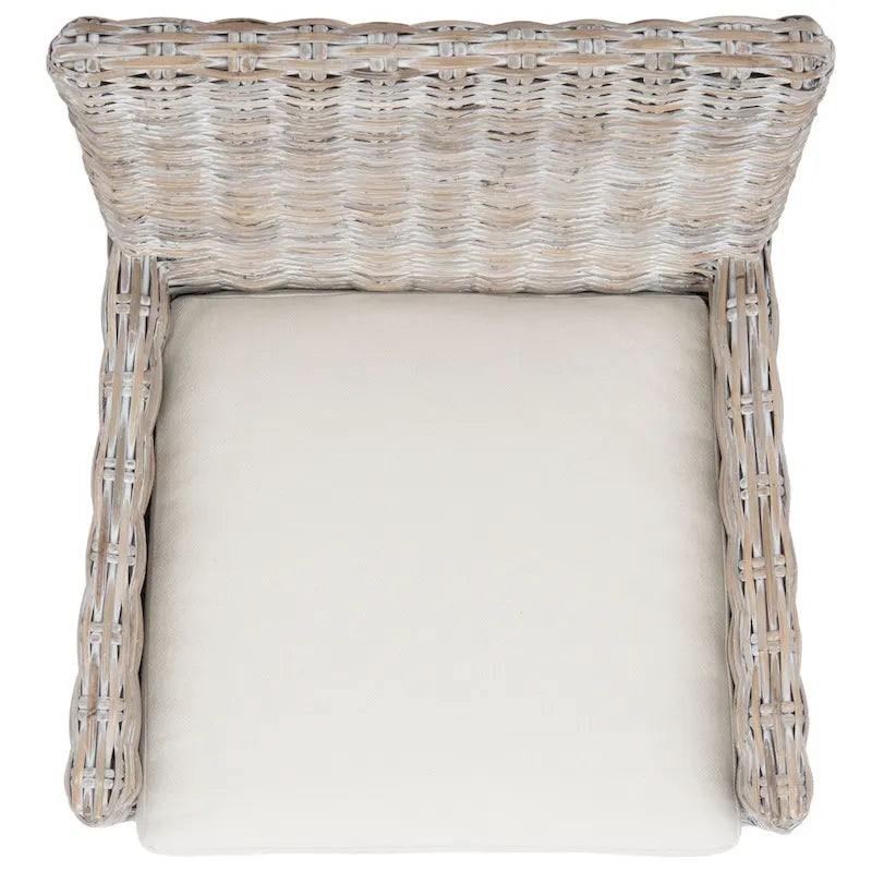 SAFAVIEH Winnifred Coastal Rattan Accent Chair with Cushion - 18.5 W x 22.8 L x 38.2 H - 19Wx23Dx38H