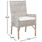 SAFAVIEH Winnifred Coastal Rattan Accent Chair with Cushion - 18.5 W x 22.8 L x 38.2 H - 19Wx23Dx38H