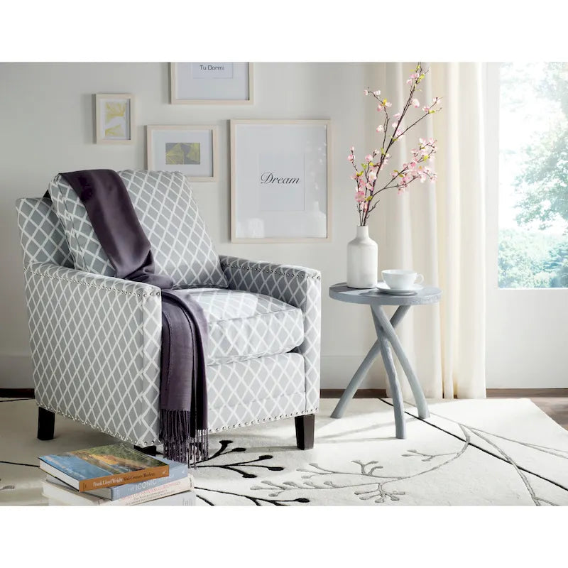 SAFAVIEH Kylee Peach Pink/ White Polyester Fabric Club Chair - 28.5 x 31.9 x 38.2 - 29Wx32Dx38H